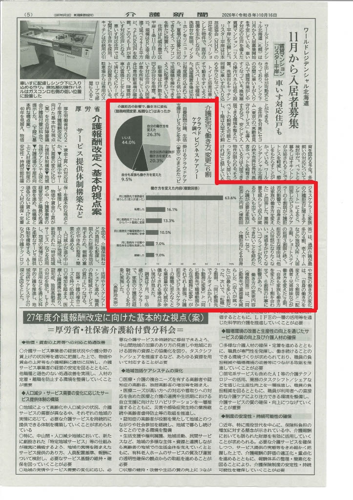 介護新聞(第1338号・5面)クラウドケア掲載紙面